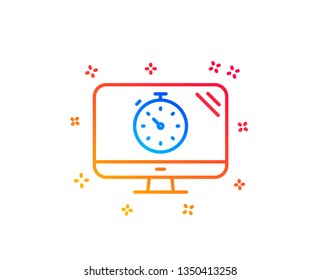 Seo timer line icon. Search engine optimization sign. Analytics symbol. Gradient design elements. Linear seo timer icon. Random shapes. Vector