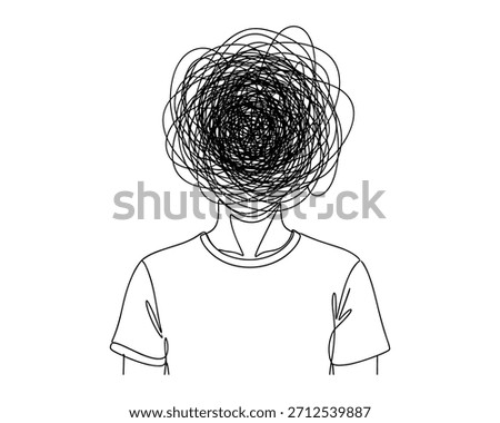SEO Title:

Confused mind scribble headline art vector. Mental chaos continuous illustration vector