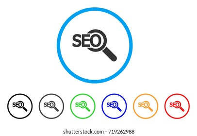 Seo Tool rounded icon. Style is a flat seo tool gray symbol inside light blue circle with black, gray, green, blue, red, orange color versions. Vector designed for web and software interfaces.