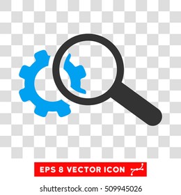 Pictograma vectorial EPS de Seo Tools. El estilo de ilustración es un símbolo bicónico bicolor azul y gris sobre fondo blanco.