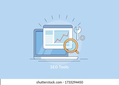 SEO Tools, Marketing Tools, Digital Marketing Automation, Marketing Software - Conceptual Vector Illustration With Icons
