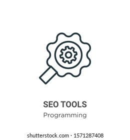 Seo tools outline vector icon. Thin line black seo tools icon, flat vector simple element illustration from editable seo concept isolated on white background