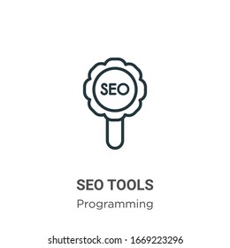 Seo tools outline vector icon. Thin line black seo tools icon, flat vector simple element illustration from editable programming concept isolated stroke on white background