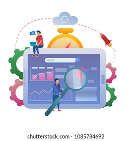 SEO Traffic Vector Illustration, Search Engine Optimization, Visitor Traffic. Flat Vector Illustration