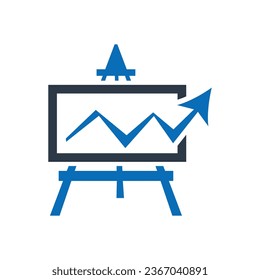 Icono azul plano de entrenamiento SEO Isolación sobre vectores de fondo blanco Ilustración | Iconos de Seo
