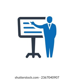 Icono azul plano de entrenamiento SEO Isolación sobre vectores de fondo blanco Ilustración | Iconos de Seo