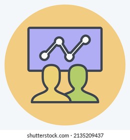 SEO Training Icon in trendy color mate style isolated on soft blue background