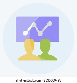 SEO Training Icon in trendy flat style isolated on soft blue background