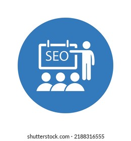 Seo, training, performance icon. Blue color design.