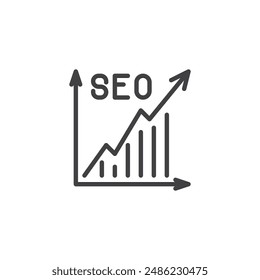 SEO Trends line icon. linear style sign for mobile concept and web design. Graph with an upward trend outline vector icon. Symbol, logo illustration. Vector graphics