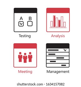 SEO Usability vector icons set. Analysis icons set
