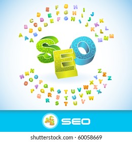 SEO. Vector 3d illustration.