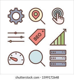 SEO vector color icons set