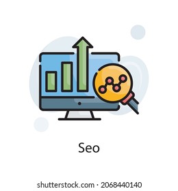 Seo vector fill outline Icon Design illustration. Web Analytics Symbol on White background EPS 10 File