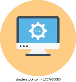 seo vector flat color icon