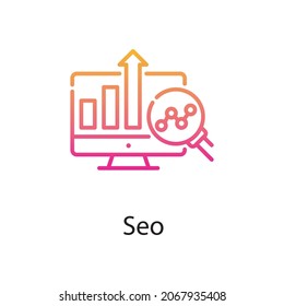 Icono de diseño de degradado de vector Seo. Símbolo de análisis web sobre archivo EPS 10 de fondo blanco