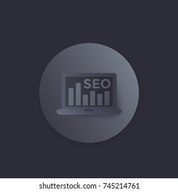 seo vector icon with laptop and bar graph