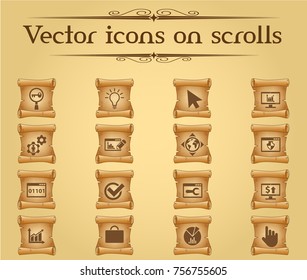 seo vector icons on scrolls for your creative ideas