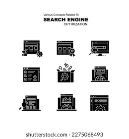 SEO Vector Icons Pack. Zeitlose, feste oder glyph-artige Symbole.