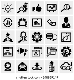 SEO vector icons set on gray. 