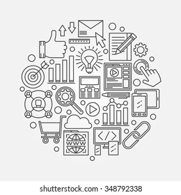 SEO vector illustration - minimal thin line internet symbol or web design template