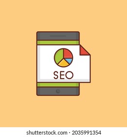 Ilustración del vector SEO sobre un fondo transparente. Símbolos de calidad premium. Icono de color plano de línea vectorial para el concepto y el diseño gráfico.