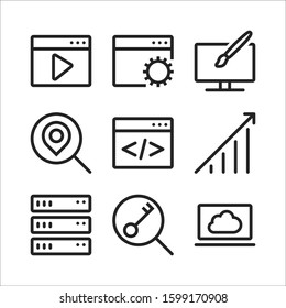 SEO vector line icons set