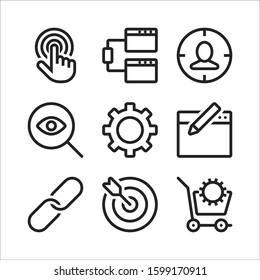 SEO vector line icons set