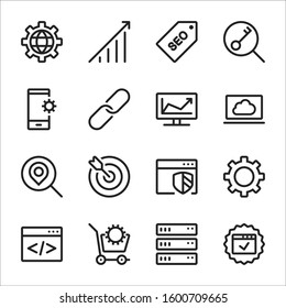 SEO vector line icons set