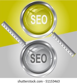Seo. Vector magnifying glass.