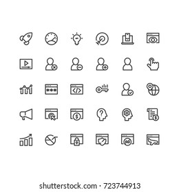 SEO Viral Marketing Icons In Outline Style