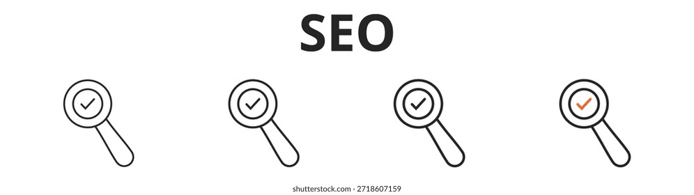 Conjunto de iconos de Anuncio de Web SEO esbozo concepto de Ilustraciones vectoriales multiestilo