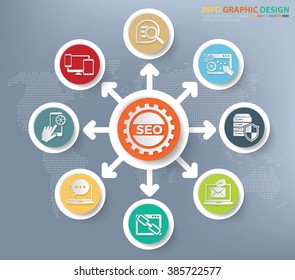 SEO and web development concept info graphics design,clean vector