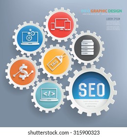 SEO and web development design infographic design,clean vector