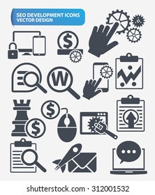 SEO and web development icon set design,clean vector