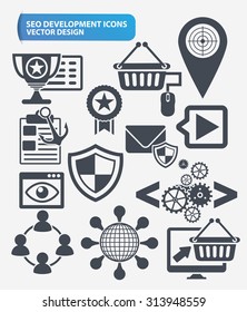 SEO and web development icon set design,clean vector