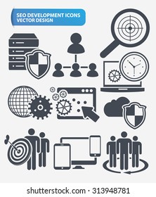 SEO and web development icon set design,clean vector