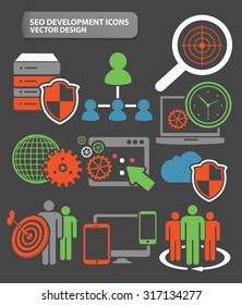 SEO and web development icon set,clean vector