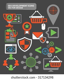 SEO and web development icon set,clean vector