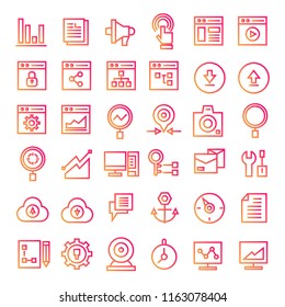 seo and web development icons, red line design