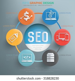 SEO and web development  info graphic design,clean vector