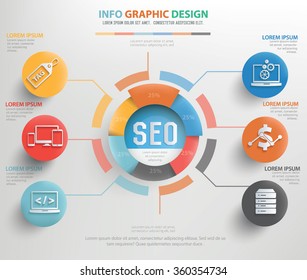 
SEO and web development info graphic design,clean vector