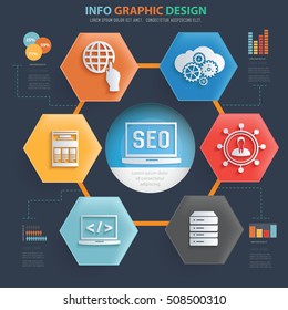 
SEO and web development info graphic design,clean vector