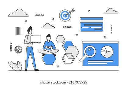 Seo web digital marketing. Search engine optimization campaign vector monocolor illustration