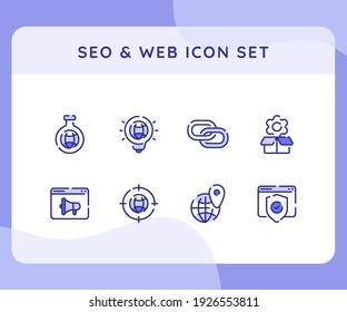 iconos seo y web iconos conjunto paquete de colección con estilo de línea de guión