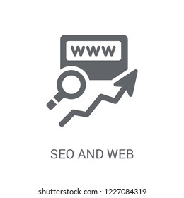 Seo and web icon. Trendy Seo and web logo concept on white background from Programming collection. Suitable for use on web apps, mobile apps and print media.