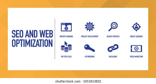 Seo and Web Optimization Infographic Icon Set