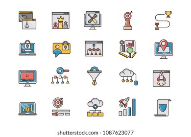 Seo and web optimization vector icons set