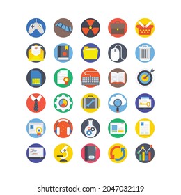 Seo and Web vector flat round icon style illustration. EPS 10 FIle Set 3