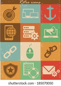 Seo & Website icons,Retro version,vector